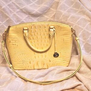 Brahmin Pastel Yellow Croc-Embossed Satchel